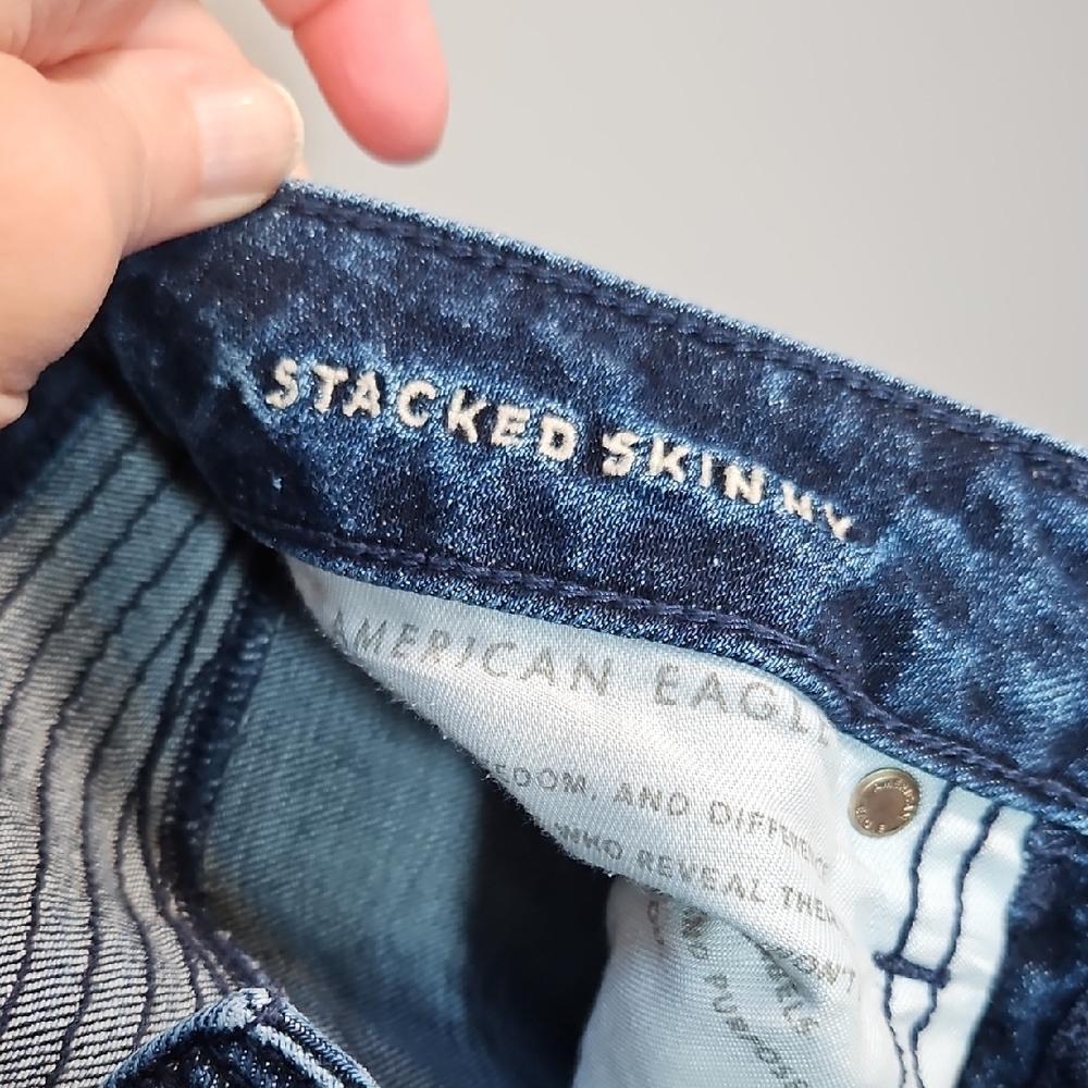 American Eagle Outfitters Airflex + Stacked Skinny Blue Jean 26 x 30 - Picture 5 of 5